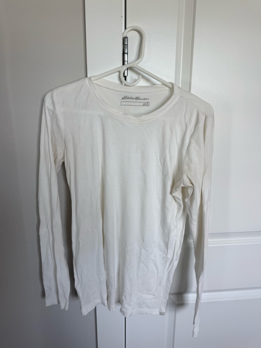 Eddie Bauer White Long Sleeve Crewneck Tee LARGE TALL